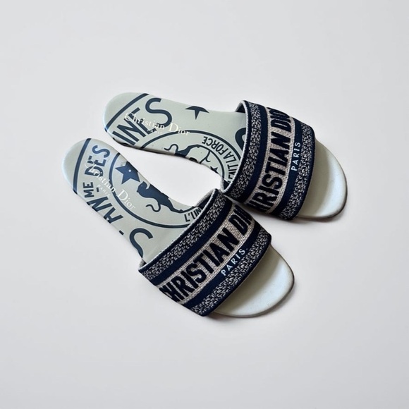 Dior Women's Black and Cream Sandals Dway Slides - Picture 4 of 5